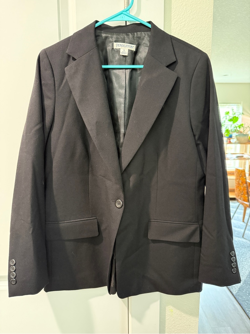Pendleton 100% Wool- Women's Black Single-Button Blazer